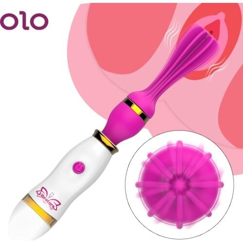OLO AV Stick Female Masturbator Sex Toys for Woman Tongue Licking Vibrator G-Point Stimulator 360 Degree Rotation 12 Speed