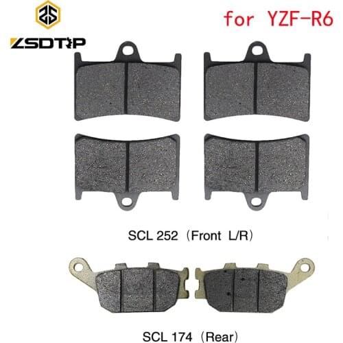 ZSDTRP Motorcycle Front and Rear Brake Pad For Yamaha YZF-R6 2003-2013 Motocross Brake Pads Set Motorbike Disks