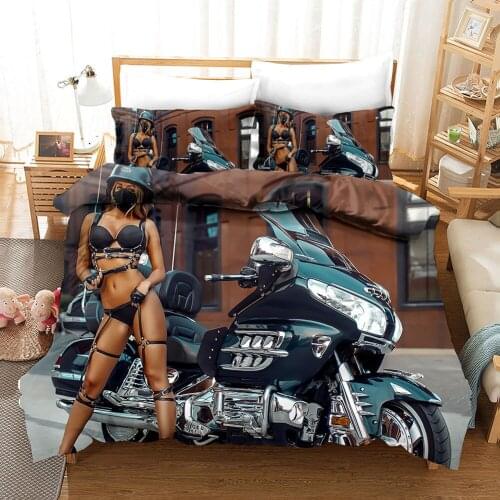 Motocross Hottie Duvet Cover for Adults Extreme Sports Theme Cover Set Motorcycle Pattern Cool Beding Set 3pcs Room Decor