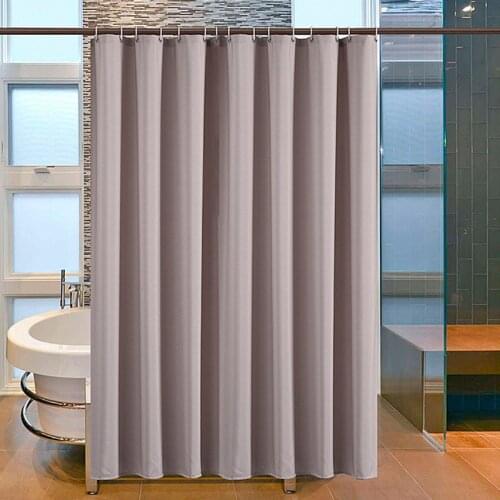 Simple Hotel Thick Shower Curtains Waterproof Polyester Fabric High Quality Solid Color Grommet Beige and Gray Bathroom Curtain