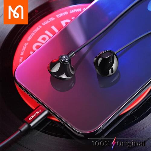 MCDODO Lightning Earphones Wired Earphone Stereo Bass Sound Headset For iphone7 8 x xs 11 pro max