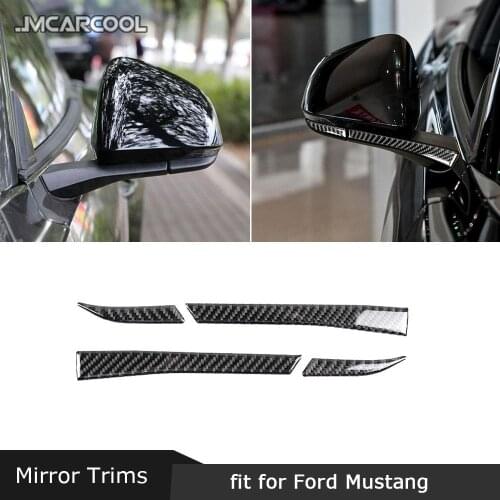For Ford Mustang 2015 -2017 LHD Carbon Fiber Car Door Rearview Mirror Trim Cover Mouldings Stickers