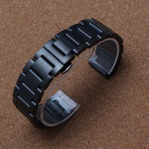 Black Solid link Stainless Steel Watchbands Silver 18mm 20mm 21mm 22mm 23mm 24mm Metal Watch Band Strap Wrist Watches Bracelet
