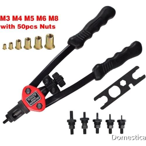 BT-606 Double-Handle Manual Rivet Nut Gun With Female Puller Cap Gun Puller With Rivet Gun M3-M8 Hand Blind Riveter Tools