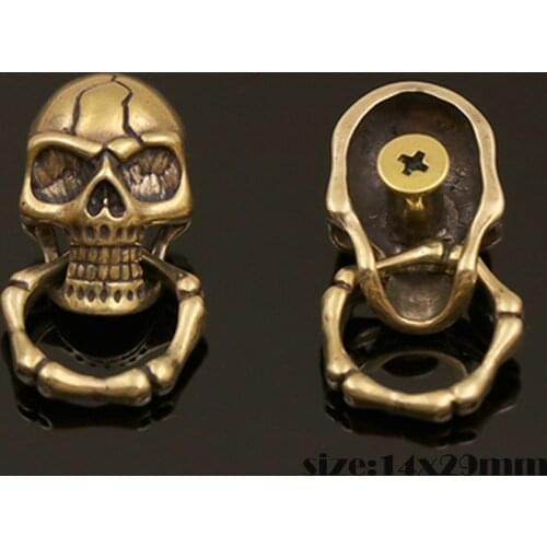 DIY leather craft wallet bag decoration caibu button rivet with screws skull head design with ring