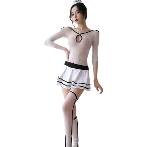 Sexy Lingerie Erotic see through cosplay costumes Bodystocking Lace Top panties For Women sailor School Girl outfit Underwear