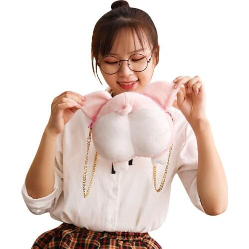 Cartoon Cute Pig Butt Crossbody Bag Plush Handbag Pink Shoulder Bags Purse Women Girls Funny Messenger Bag Bolsa Feminina