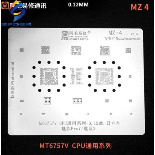 Amaoe BGA Stencil Reballing MZ4 For Meizu Pro 7/ X MT6757V CPU Power Wifi Audio Emmc Chip IC Solder Tin Heating 0.12MM Thickness