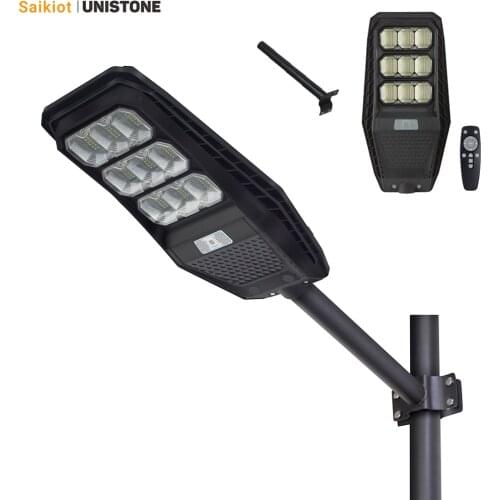 Saikiot 100W Solar Street Light Floodlight Outdoor Waterproof Remote Controller Auto Brightness Control for Street, Courtyard