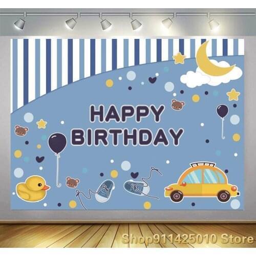 Moon Balloon Car Boys Birthday Party Decoration Photography Studio Custom Background Photos Kids Room Dress Up Vinyl Backdrop