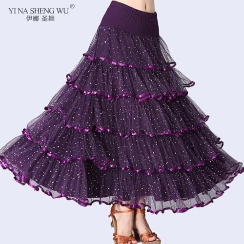 Women Bellydance Sequin Long Skirt Big Swing Gypsy Belly Dance Costume Spanish Dance Skirt Tribal Flamenco Dance Skirts Adult