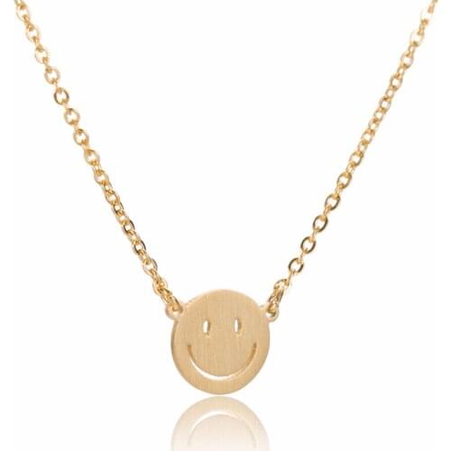 Smile Disc Necklace for Women Gift Stainless Steel Pendant Statement Jewelry Gold & Silver Color Face Exquisite Necklace NL2630