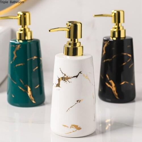 Marbling Ceramic Liquid Soap Bottle Nordic Home Bathroom Portable Shower Gel Shampoo Wristband Dispenser Travel Accessories