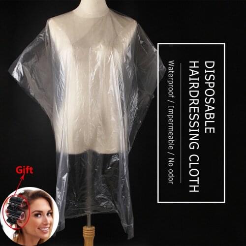 200Pcs Disposable Haircutting Gowns Barber Capes Transparent + 12x Clips