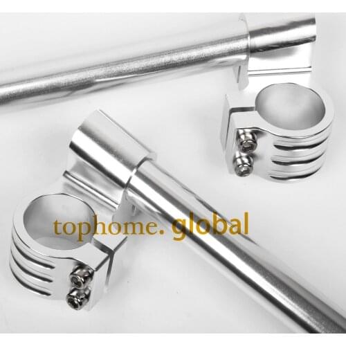 35mm Clip on Motorcycle Universal Silver Color Racing CNC higher Raised Ons clipon Fork Handle Bars handlebars One Pair