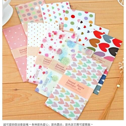 5pcs/bag New lovely heart point envelopes For Card Scrapbooking Gift for Wedding Letter Invitations papelaria
