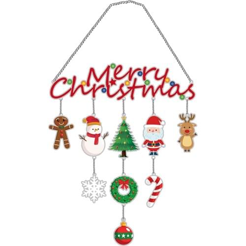 5D DIY Diamond Painting Hanging Pendant Christmas Decoration Rhinestone Painting Mosaic Cross Stitch Door Window Decoration