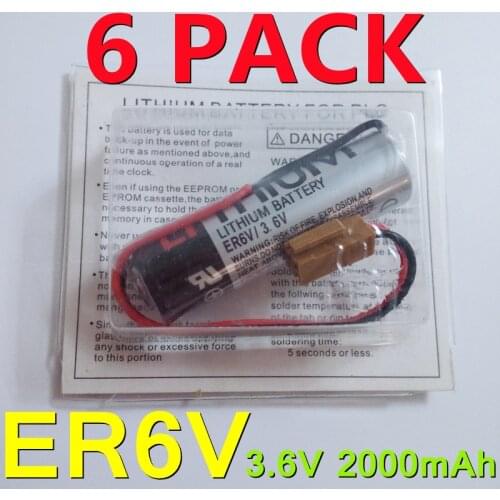 6PCS Genuine Battery For TOSHIBA ER6V 3.6V 2000mAh PLC Batteries With Brown Plug