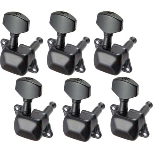 Tooyful 6 Pieces Semiclosed Iron Tuning Pegs Tuners Machine Heads 6R for Electric Guitar Parts Black