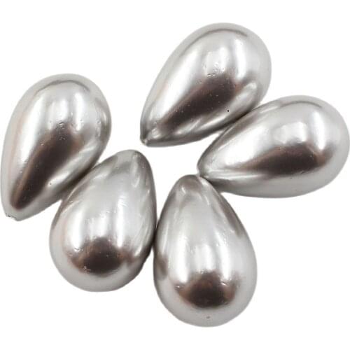 APDGG 16x25MM 5 Pcs Natural Grey Sea Shell Pearl Half Hole Teardrop Beads For Pendant Necklace Earrings DIY Jewelry Findings