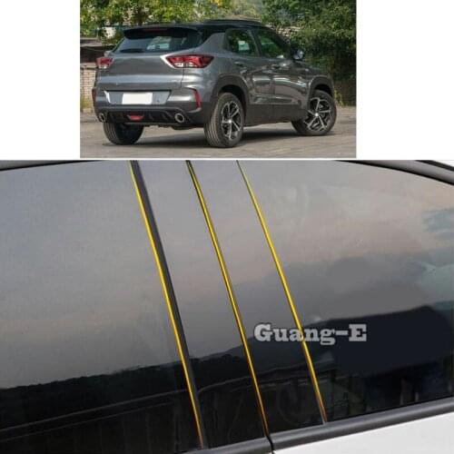 Car PC Material Pillar Post Cover Door Trim Window Piano Black Molding Sticker Plate For Chevrolet Trailblazer 2019 2020 2021