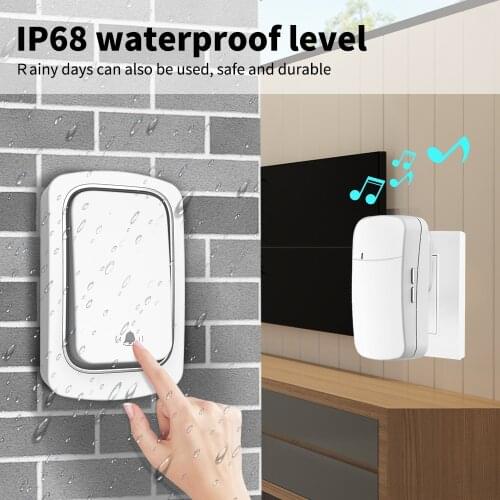New Home Security Welcome Wireless Doorbell Smart Chimes Door Bell Alarm 38 Songs Self-PoweredWaterproof Household Doorbell