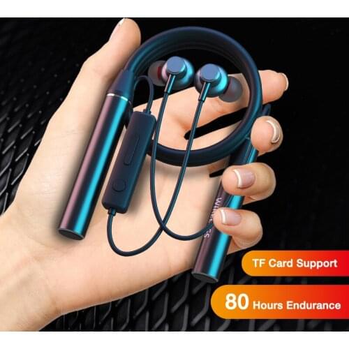 80 Hours Endurance Bluetooth Headphone Bass Wireless Headphones with Mic Stereo Neckband Earphones Sport Headset TF Card
