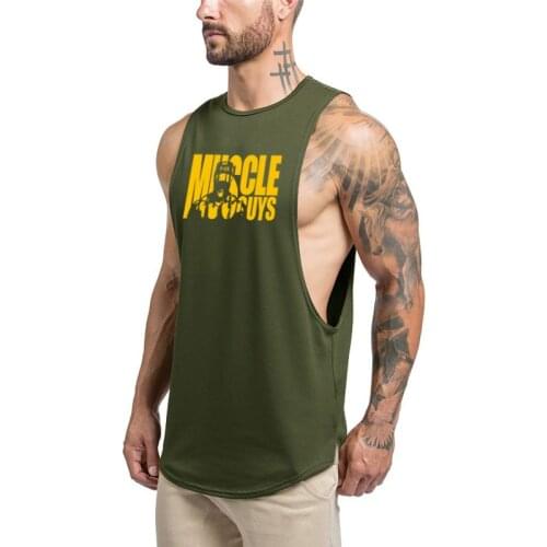 Brand Gyms Clothing Fitness Men Tank Top Army Green Mens Bodybuilding Stringers Tank Tops workout Singlet Sleeveless Shirt