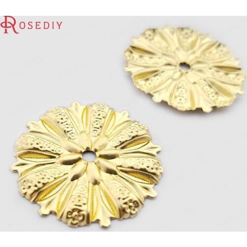 C968)20 pieces 27.5mm Not plated color Brass Wavy Flower Decorative Spacer Diy Jewelry Findings Accessories Wholesale