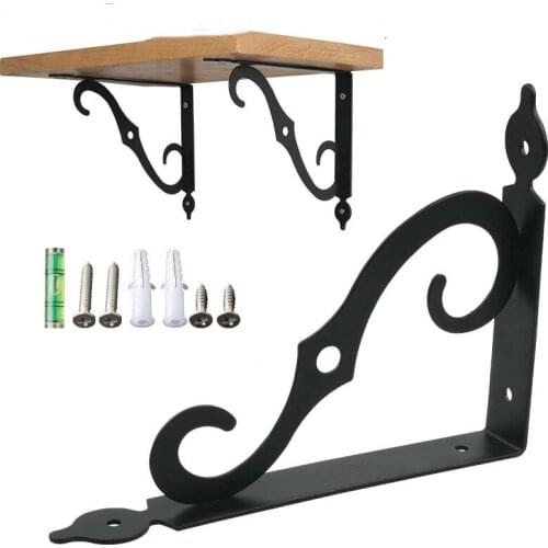 2PCS 140/190/240MM European Style Black Metal Brackets Wall Mounted Heavy Duty White Shelf Bracket for DIY Table Saving Space