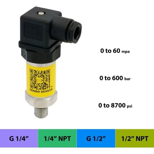 Pressure sensor 4 20mA OR 0.5 4.5v OR 0 10v OR 0 5v, high pressure 60 MPa, 600 bar gauge, g 1 4, g 1 2, 1 4 npt, 1 2 npt male