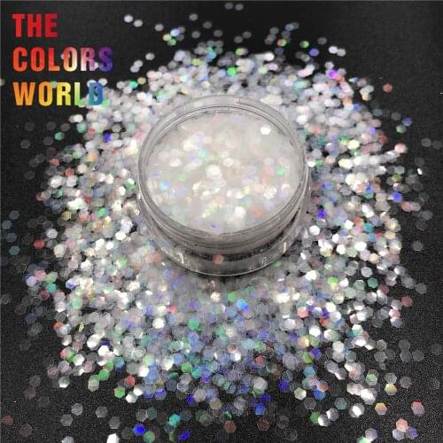 TCA1100 Holo White Rainbow Color Holographic Laser Hexagon Nail Glitter Nail Art Decorations uñas Makeup Manicure DIY Accessorie