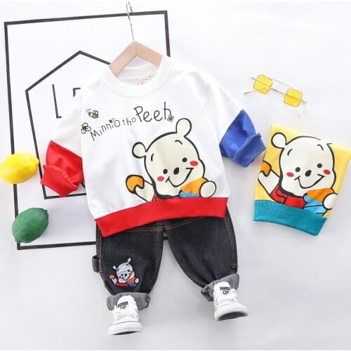 Baby Boys Girls Spring Autumn Clothing Sets Children Winnie The Pooh Sweatshirt Top+Pants Suits Toddler Kid Fashion Cute Clothes