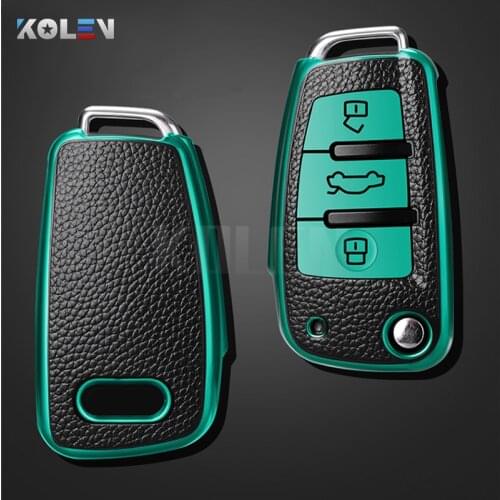 Leather TPU Car Flip Key Cover Case Shell Fob For Audi C6 R8 A1 A3 Q3 A4 A5 Q5 Q7 A6 S6 A7 B6 B7 B8 8P 8V 8L TT RS Accessories