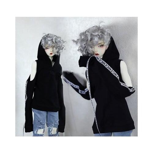 BJD doll clothes gray white black hoodie for 1/3 1/4 1/6 BJD SD17 Uncle SSDF doll Dew shoulder coat toys doll accessories