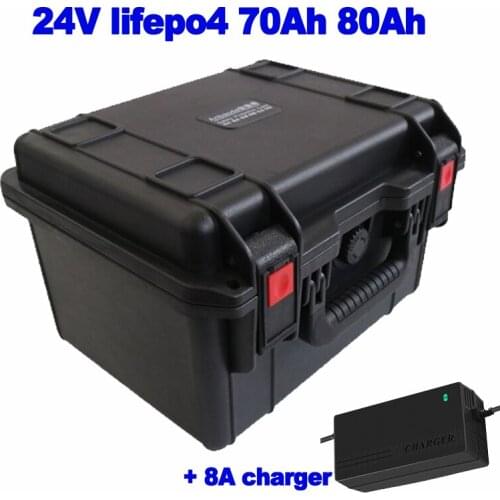 24V 25.6v LiFePO4 lithium iron phosphate 70Ah 80Ah Battery Pack for wheelchair robot patrol car Solar street lamp + 8A charger