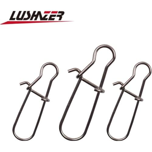 LUSHAZER100pcs Fast Clip Lock Stainless Steel Fishing Connector Stainless Steel Pin Swivel Fishing Tackle Tool for Lure Fishhook