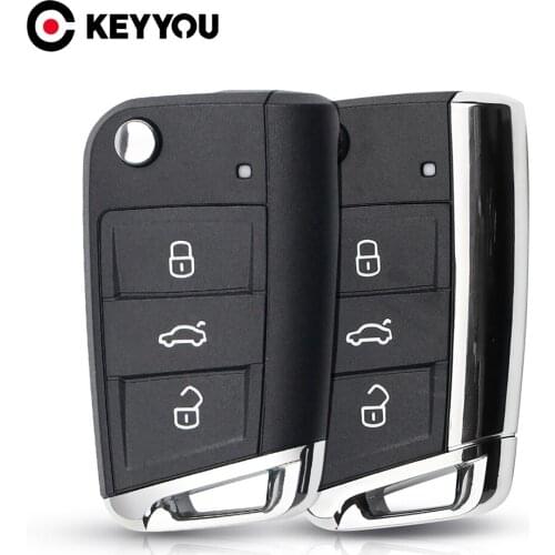 KEYYOU 10X Tail Metal Folding Car Key For Volkswagen Passat Golf 7 MK7 Skoda Seat Leon For Skoda Octavia 3 Button Flip