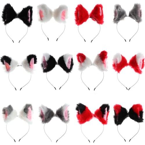 Cute Plush Hair Hoop Women Girls Fashion Masquerade Cosplay Costume Fox Cat Animal Ears Hairpin Headbands Hair Accessories