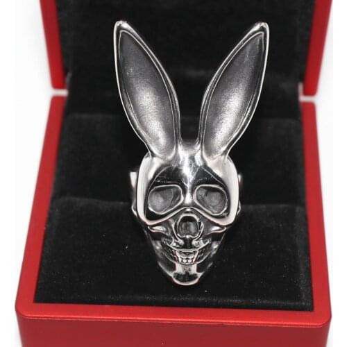 Beier Personality Vintage Animal Bunny Ears Skull Rabbit Punk Rings for Men Jewelry