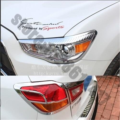 For Mitsubishi ASX 2013-2019 ABS Chrome Front+Rear headlight Lamp Cover Trim Fog light Lamp Cover Trim Car styling