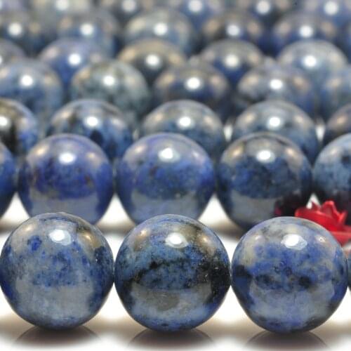 Natural Blue Dumortierite Smooth Round Beads Wholesale Loose Gemstones Semi Precious Stones for Jewelry Making Diy Bracelet