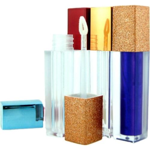 2021 New 100pcs 5ml Square Empty Lip Gloss Tube Portable Mini Refillable Bottles Lips Balm Bottle Brush Container Lipgloss Tube