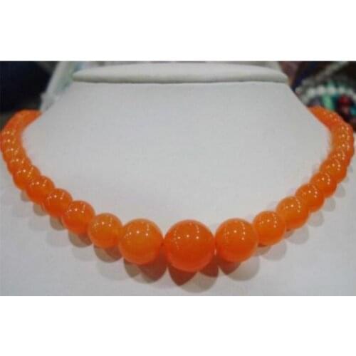 6-14MM SIBERIAN JADE TOPAZ TONE BEAD NECKLACE 18"