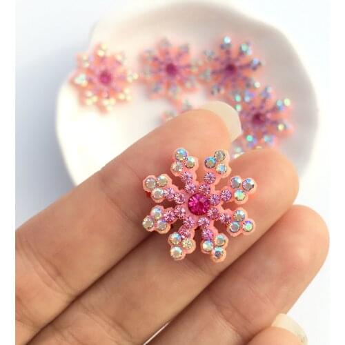 30pcs/lot 2cm Diy Pink Patch Applique Iron on Patches for Clothes Patches for Clothing Rhinestone Pants Flower Snow Patch