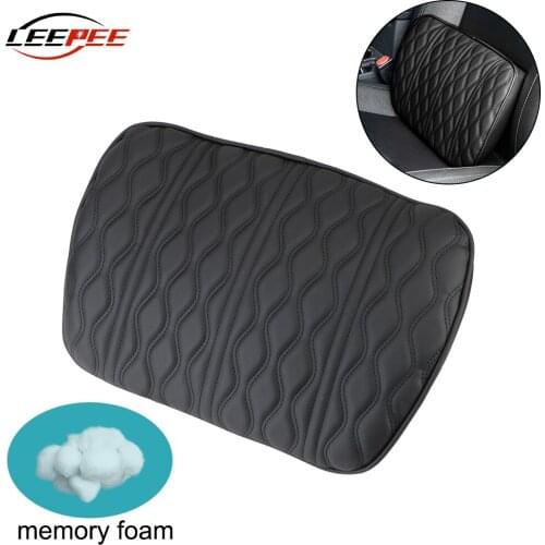LEEPEE Car Seat Pillows Neck Lumbar Protector Cushion Headrest Pillow Leather Embroidered Memory Foam Auto Accessories Universal