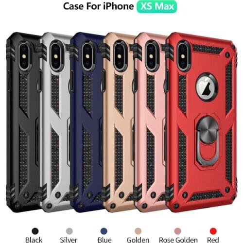 Shockproof Military Grade Armor Phone Cases For iPhone XS MAX XR X 6 6s 7 8 Plus 8Plus 7Plus Car Magnetic Finger Ring Cover Capa