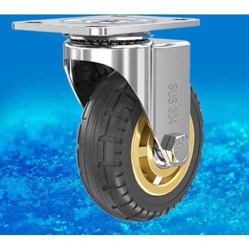 Castor 4 inch plate rubber gold caster wheels stainless steel casters 100mm