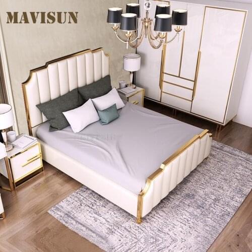 Custom Light Luxury Leather Bed Nordic Style Master Bedroom Double Bed With Storage Function Modern Minimalist Home Furniture