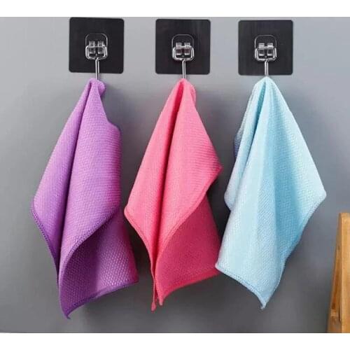 Fish Scale Microfiber Polishing Cleaning Cloth 5pcs Soft Microfiber Cleaning Towel Absorbable Glass Kitchen JA55